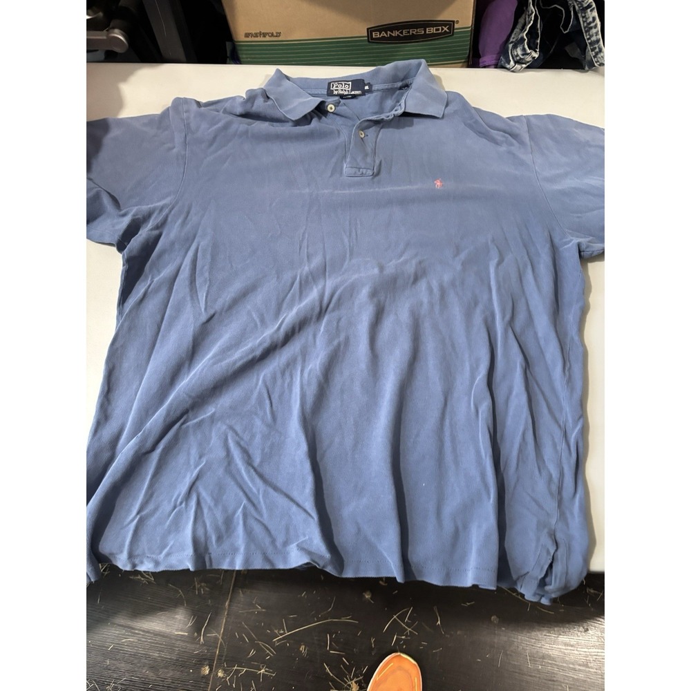 POLO Ralph Lauren Mens Pullover Short Sleeved Shirt XXL Blue Cotton Top Pink